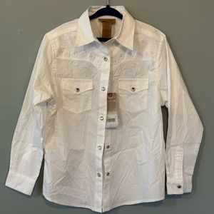 Girls Wrangler Western Dress Shirt Rhinestones and Embroidery Medium horse show